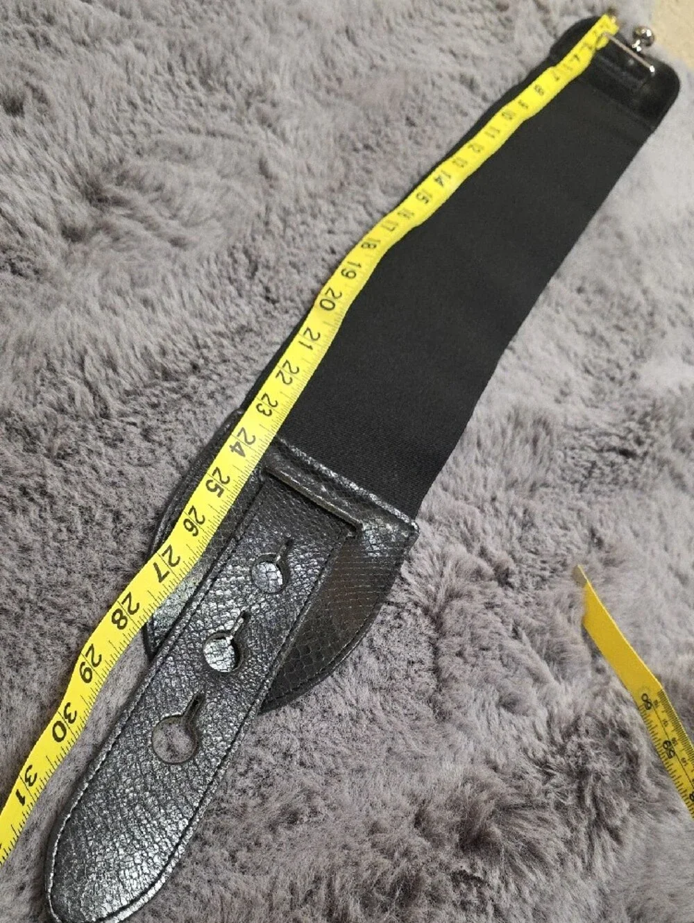 Express Black Leather Stretch Waist Belt  Silver Accent 3 Adjusts Small Medium
